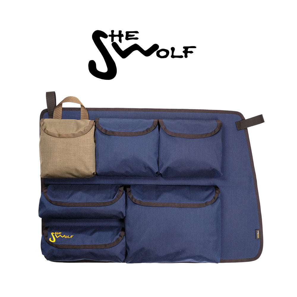 Fenstertaschen Organizer für die rechte Seitenscheibe VW T4 KURZ (mit Lüstung in der A-Säule) mit abnehmbarer Tasche