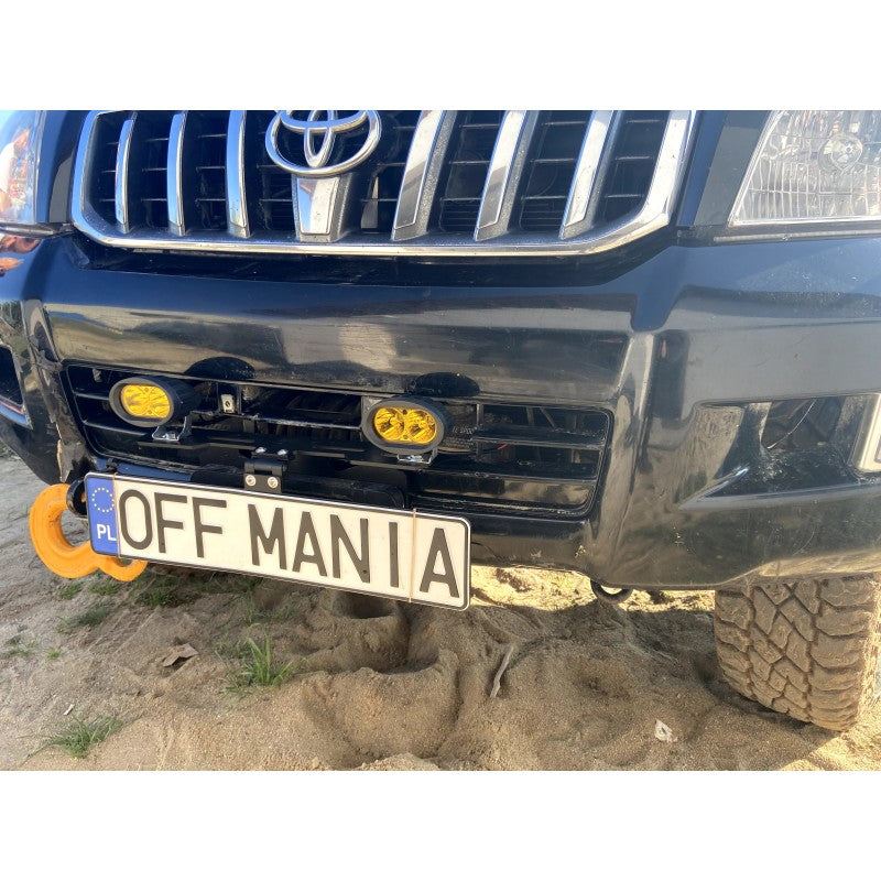 Foldable license plate holder for winch with LED bracket